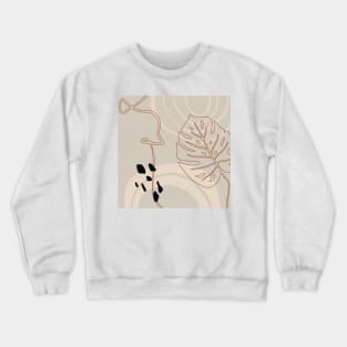 Monstera and Abstract Shapes #minimalism #digitalart Crewneck Sweatshirt